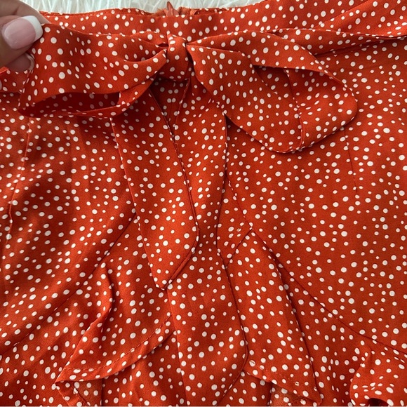 Altard State Ruffle Mini Skirt - Burnt Red Polka Dot - Size Small EUC - Picture 8 of 16